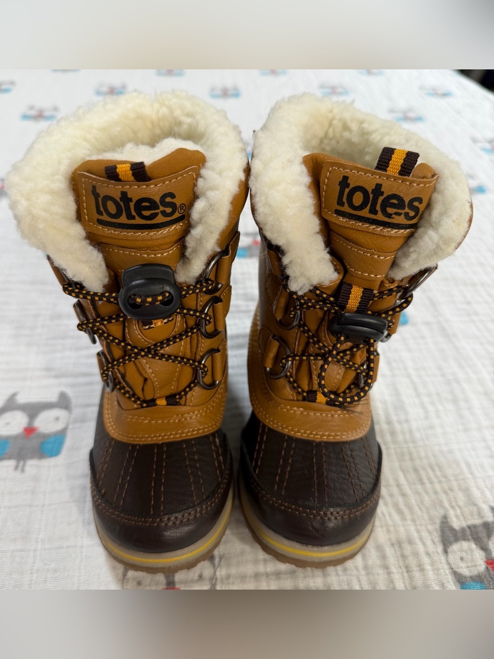 Totes Winter Fun Toddler Snow Boots Size 7 Brown Faux Fur NWOT